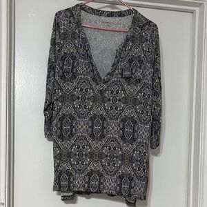 Croft & Barrow Black and Yellow Patterned Tunic